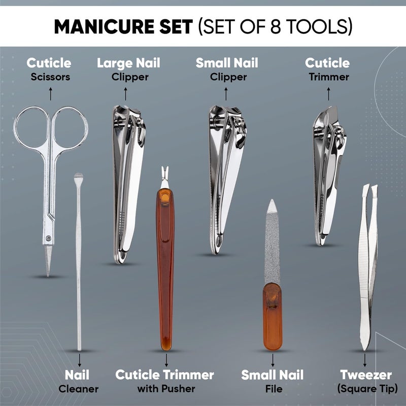 Vega Manicure Set (Pack of 8) - Essential Nail Care Tools - Image 2